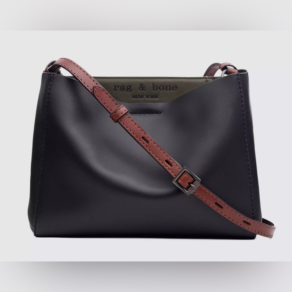 NEW Rag & Bone Passenger Leather Crossbody Black & Olive